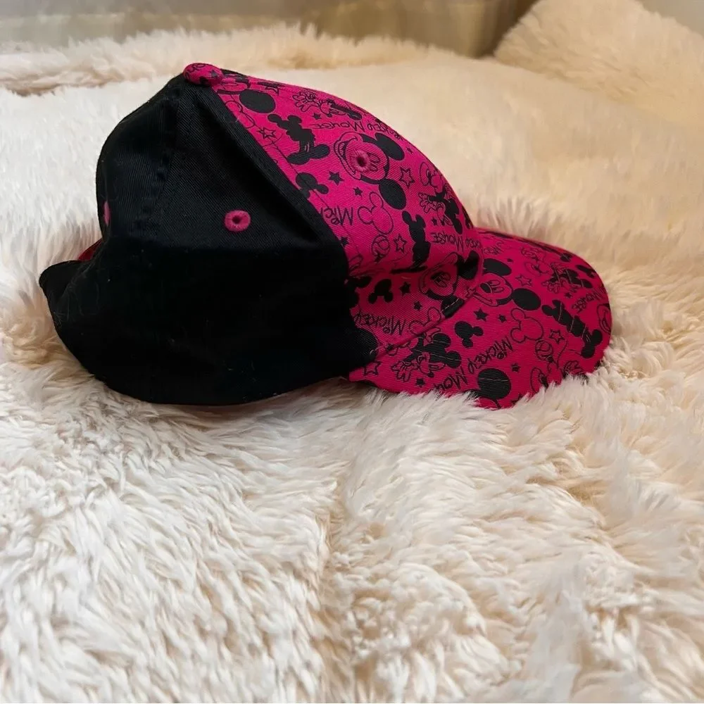 Disney Parks Bling Mickey Mouse Hat Hot Pink Black Youth Adjustable Lightweight